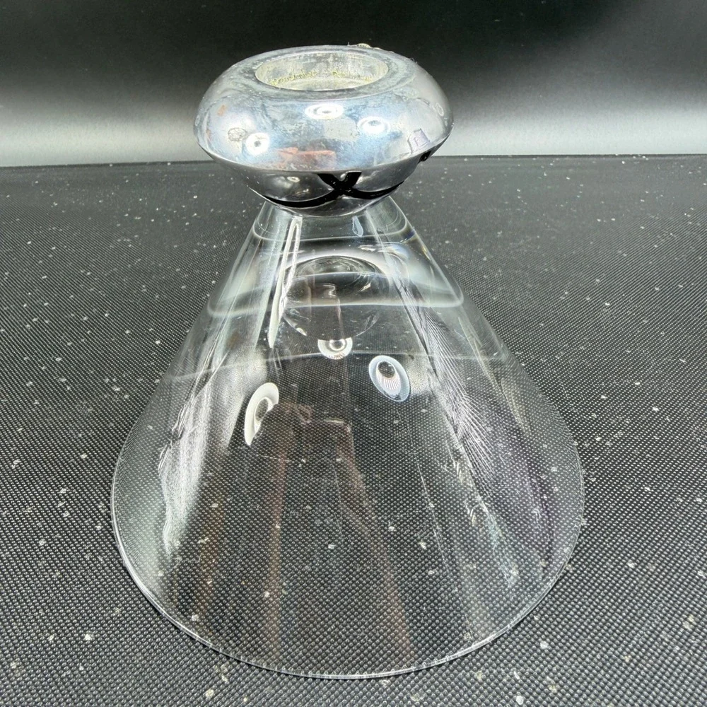 Lenox‎ Martini Glasses Set of 2 Clear Glass Silver Metal Base Modern Barware